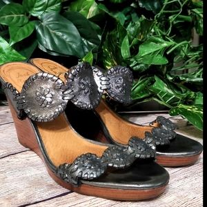 Jack Rogers Rare Gunmetal Luccia Wedge Sandals 10